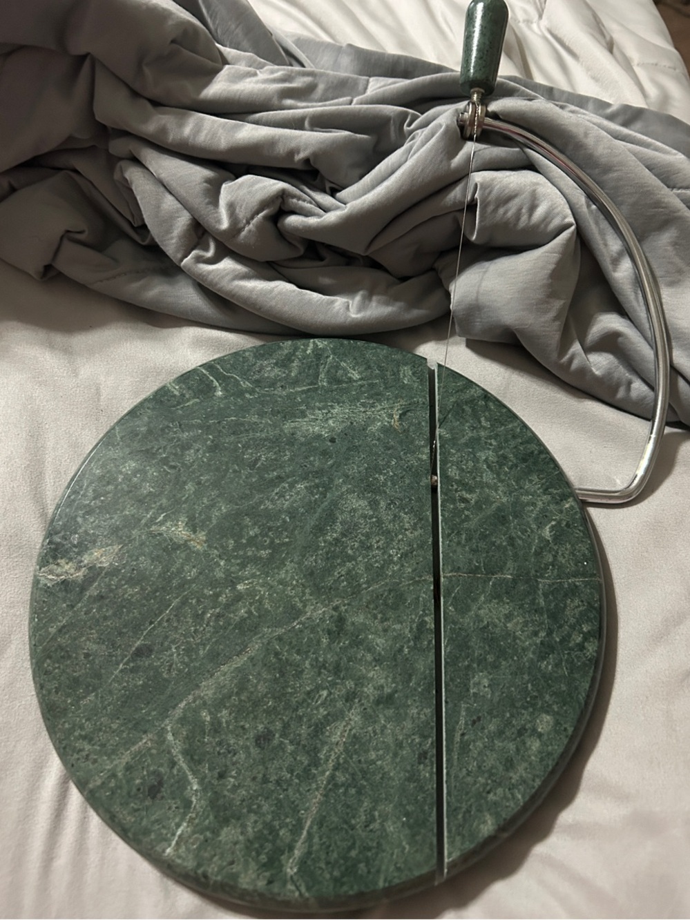 Green Marble Cheese Board with Wire Cutter - Premium Serving Platter